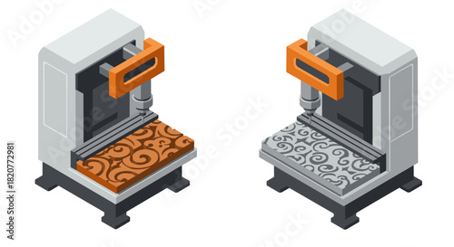 Isometric 3d printers with decorative patterns for industrial design projects