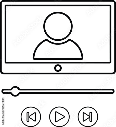 Video player interface icon with user progress bar and media controls