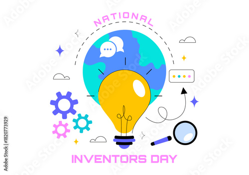 National Inventors Day Vector Illustration on February 11 Celebrating Genius Innovation to Honor Science Creators in a Flat Cartoon Background