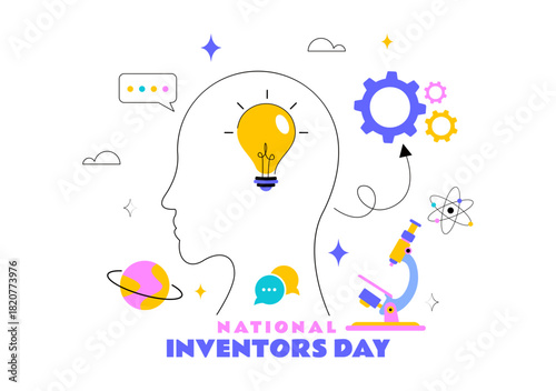 National Inventors Day Vector Illustration on February 11 Celebrating Genius Innovation to Honor Science Creators in a Flat Cartoon Background