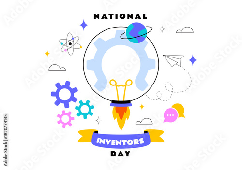 National Inventors Day Vector Illustration on February 11 Celebrating Genius Innovation to Honor Science Creators in a Flat Cartoon Background