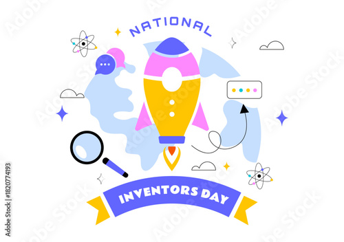 National Inventors Day Vector Illustration on February 11 Celebrating Genius Innovation to Honor Science Creators in a Flat Cartoon Background