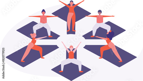 3d yoga class circular isometric layout