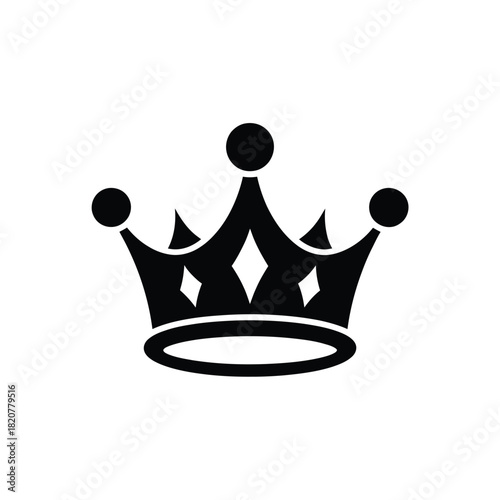Simple black crown icon symbol of royalty and power