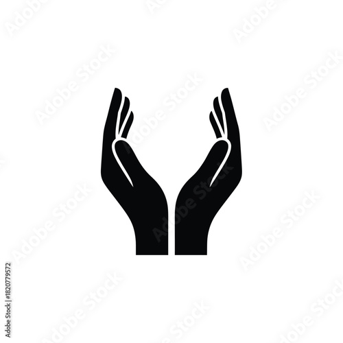 Black silhouette of open cupped hands reaching upwards