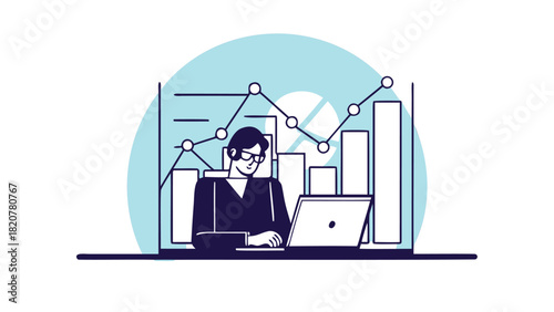 Analyst examining complex big data visualization on a large screen