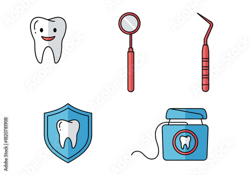 Dental health and hygiene tools for oral care and protection.