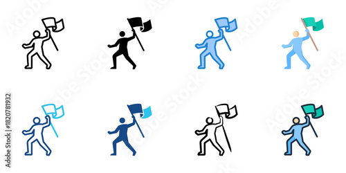 Flag Bearer icon set multiple style collection 
