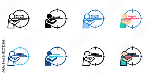 Shooting icon set multiple style collection 
