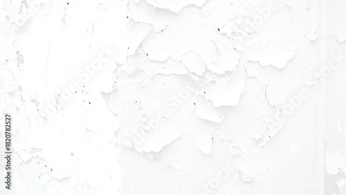 Panorama of Old cement wall painted white, peeling paint texture and background