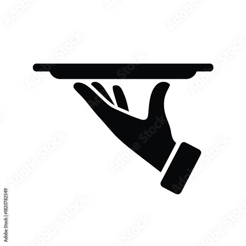 Hand holding a serving tray icon black silhouette
