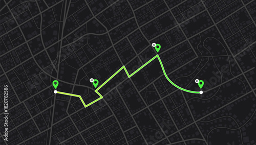 Navigation mapping technology, distance and turns of the path. Vector