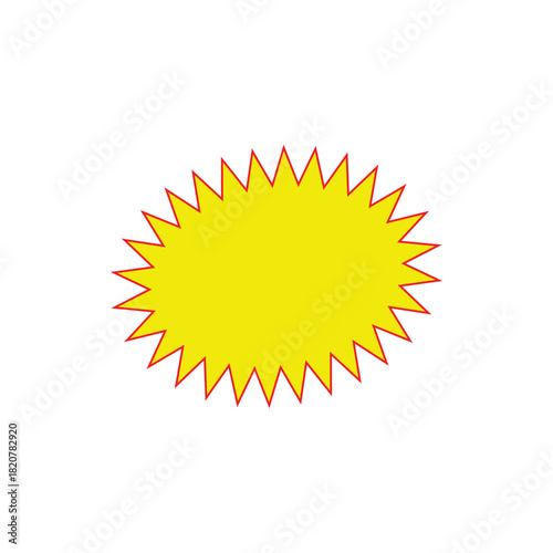 isolated bright yellow sunburst starburst badge sticker vector for special offer and promotion sale graphic.