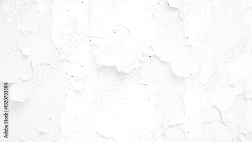 Panorama of Old cement wall painted white, peeling paint texture and background