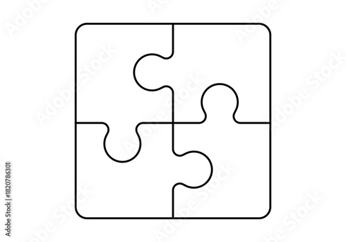4 puzzle pieces fit together. Vector illustration.