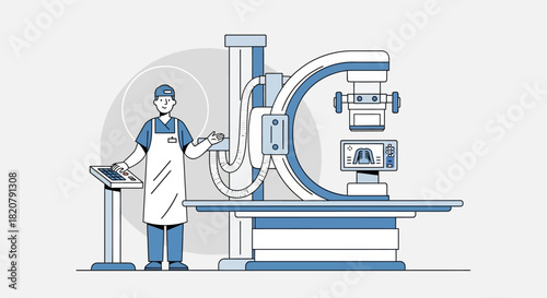 Skilled healthcare professional expertly operating advanced diagnostic imaging equipment for comprehensive patient health assessment and medical analysis