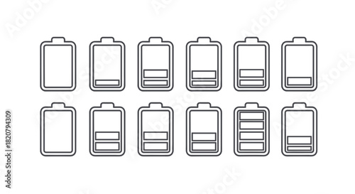 Battery level indicators showing different charge states in a row.