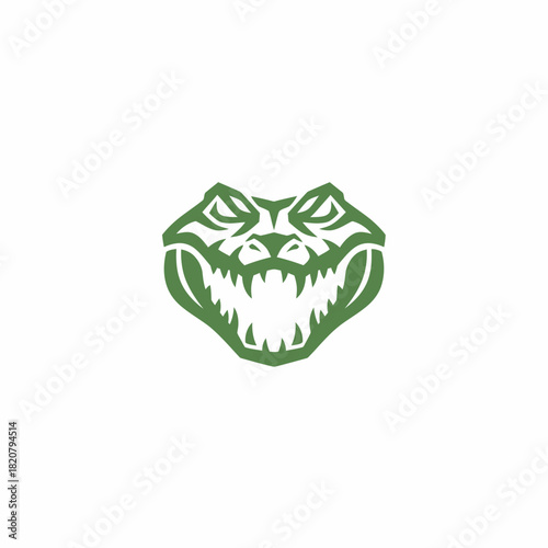 A fierce green alligator head logo with sharp teeth and an aggressive expression.