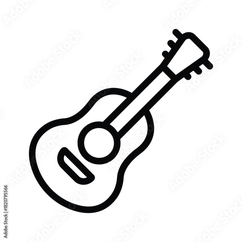 A lineart illustration of a ukulele featuring its soundhole and headstock