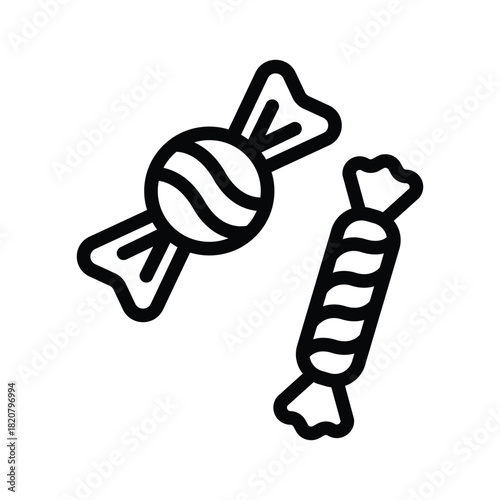 Two pieces of candy one round and one cylindrical both twisted at the ends