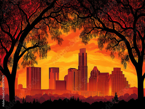 Austin Texas skyline silhou...