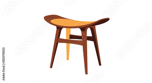 A beautifully crafted modern wooden stool with a unique curved seat offering stylish and functional furniture.