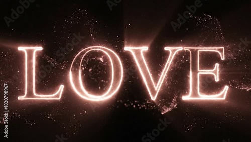 Love text with glowing light effect on dark background.