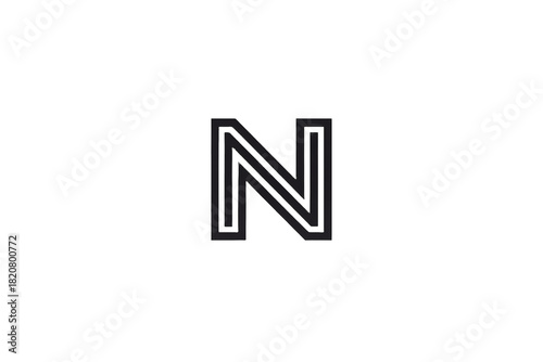 A black double-lined capital letter N on a plain white background, minimalist and graphic. Free Download A black double-lined capital letter N on a plain white background, minimalist and graphic. - GFXLoad