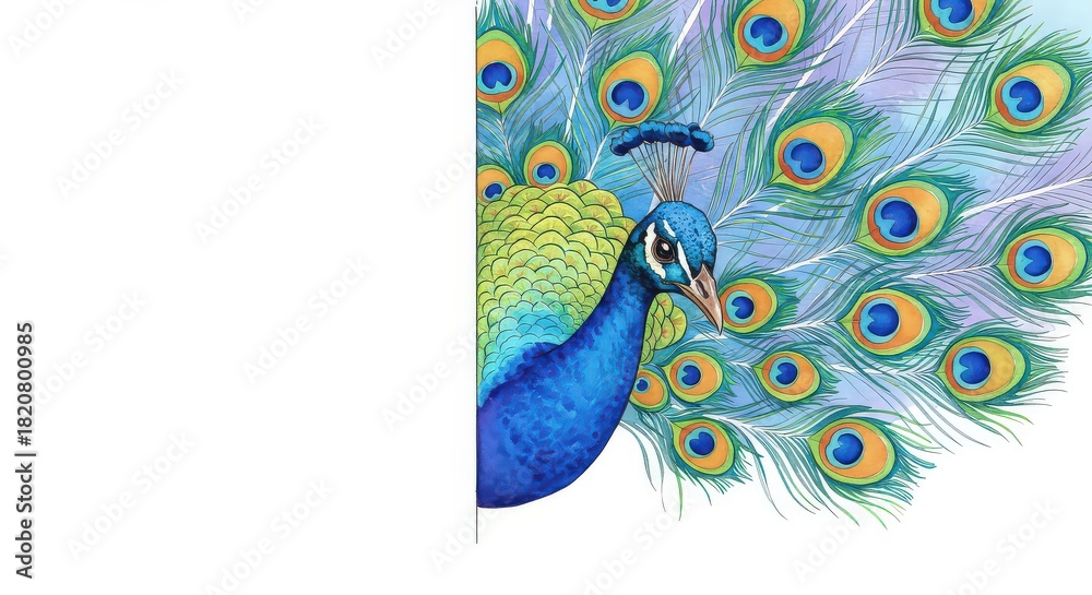 Fototapeta premium Peacock displaying colorful feathers