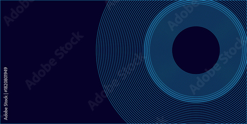 Modern dark blue abstract horizontal banner background with glowing geometric lines. Shiny blue diagonal rounded lines pattern. Futuristic concept. Suit for cover liquid wave eps 10.