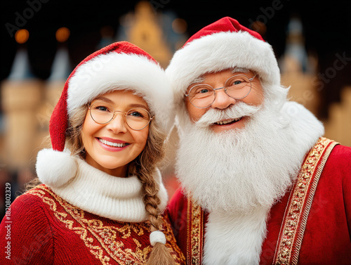 Mr and mrs santa claus toge...