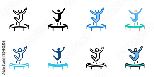 Trampoline Jump icon set multiple style collection 
