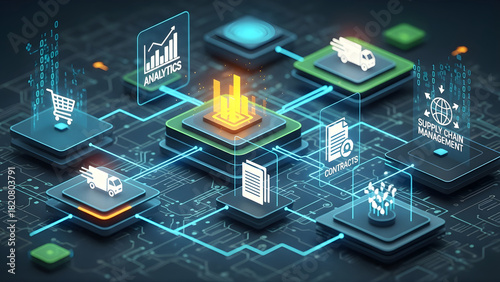 Digital procurement and supply chain management concept with integrated analytics and logistics
Contracts, digital transformation, and business solutions for modern procurement and supply chain effici