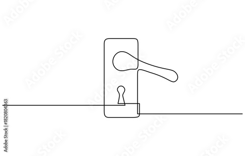 Door knob continuous one line drawing, Door outline drawing illustration. Isolated on transparent background