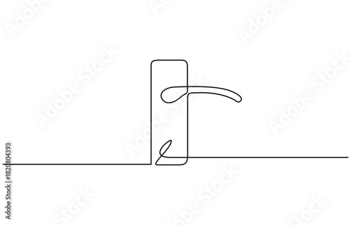Door knob continuous one line drawing, Door outline drawing illustration. Isolated on transparent background
