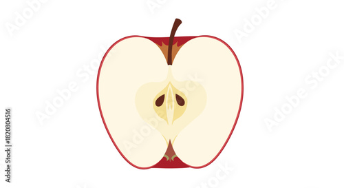 Crisp half of a red apple revealing its core and seeds, symbolizing fresh fruit, healthy eating, and natural goodness.