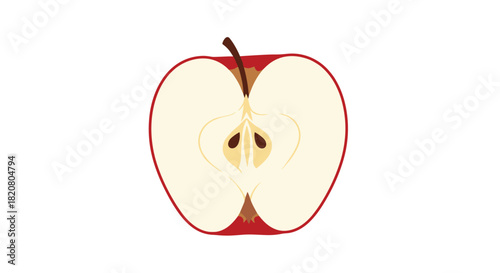 Crisp half of a red apple revealing its core and seeds, symbolizing fresh fruit, healthy eating, and natural goodness.