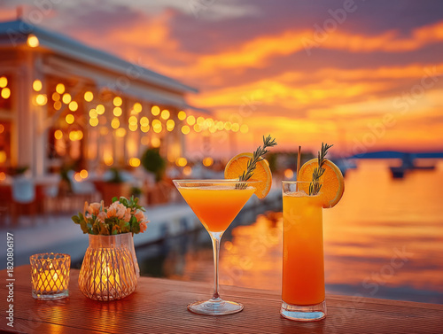 Sundowner drink at sunset