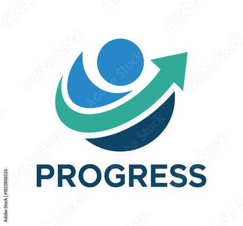 A stylized logo featuring a human silhouette with an upward-pointing arrow signifies progress and growth, alongside the word 'PROGRESS'.