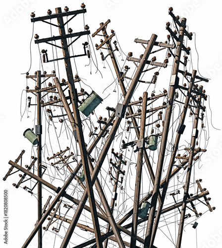 broken electric poles.