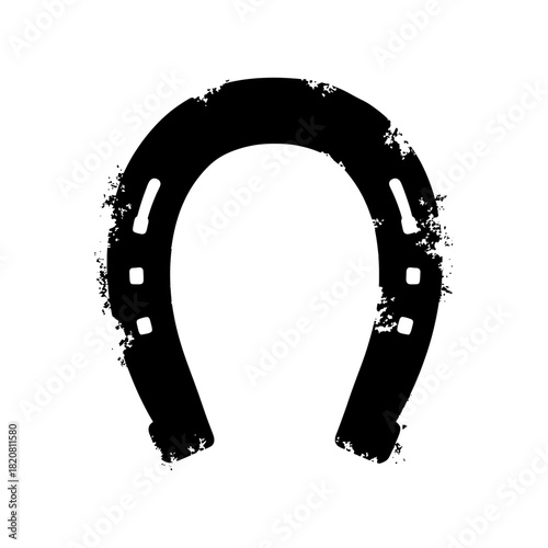 Grunge black horseshoe silhouette