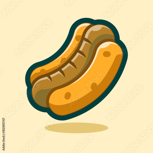 Hot Dog Fast Food Cartoon Illustration. Food and Beverage Illustration Theme.