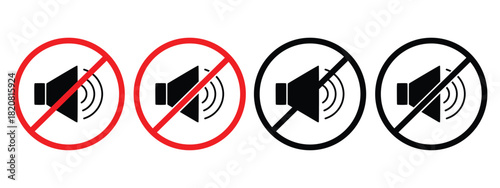 Set of No sound sign vector set for UI designs of Vector illustration