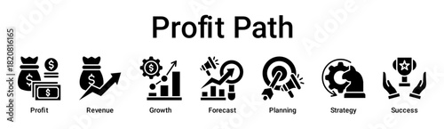 Profit Path banner web icon vector illustration concept for business with icon of Profit, Revenue, Growth, Forecast, Planning, Strategy.