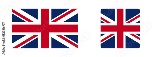 Vector set of the United Kingdom flag (Union Jack) in standard rectangular and rounded-corner styles. Clean, high-quality design perfect for education, presentations, apps, and international projects.