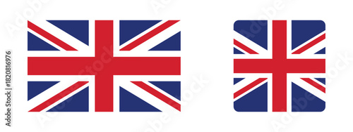 Vector set of the United Kingdom flag (Union Jack) in standard rectangular and rounded-corner styles. Clean, high-quality design perfect for education, presentations, apps, and international projects.