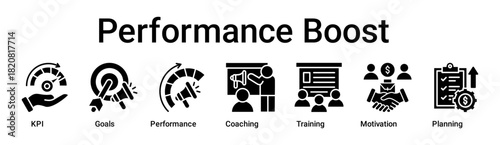 Performance Boost banner web icon vector illustration concept for business with icon of KPI, Goals, Performance, Coaching, Training, Motivation.