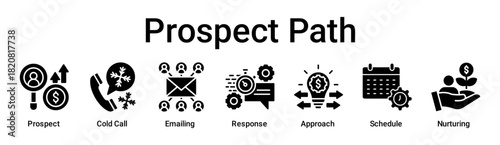 Prospect Path banner web icon vector illustration concept for business with icon of Prospect, Cold Call, Emailing, Response, Approach, Schedule.