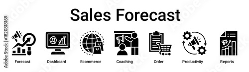 Sales Forecast banner web icon vector illustration concept for business with icon of Forecast, Dashboard, Ecommerce, Coaching, Order, Productivity.