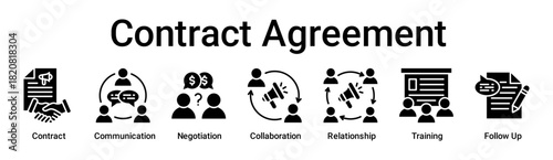 Contract Agreement banner web icon vector illustration concept for business with icon of Contract, Communication, Negotiation, Collaboration, Relationship, Training, Follow .